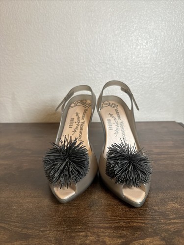 Vivienne Westwood Anglomania Melissa Lady Dragon Grey Pompom Pumps UK6 EU39 G156 - Picture 2 of 9