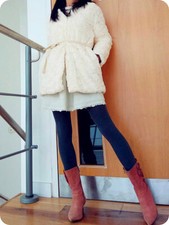 Lady Faux Fur Mink Thermal Lamb Jacket Blazer Coat Outfit Top Hidden Button Belt