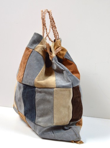 LEDER Grabbel Bag Tasche True Vintage Karos handmade 70er patchwork shopper - Bild 3 von 13