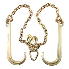 G70 5/16"x2FT Tow Chain J-Hooks V Type Flatbed Truck Rollback Wrecker Carrier