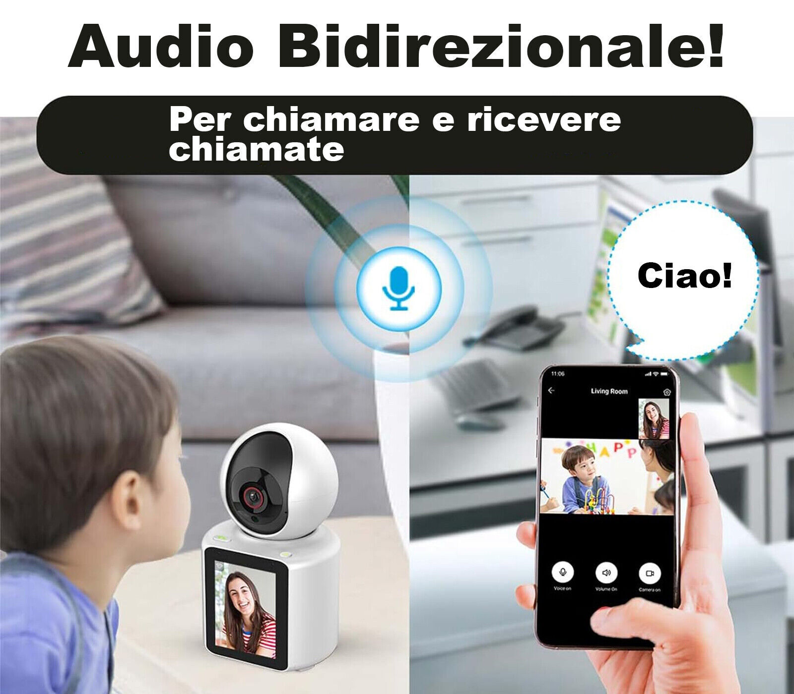 Smart Camera con Display 2.8" per Videochiamate e Sorveglianza Casa - 3