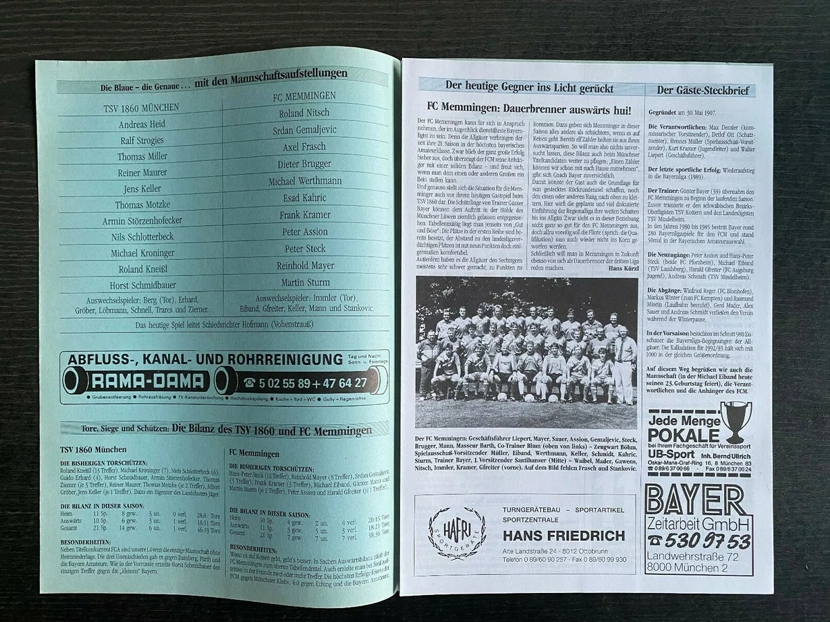 Bavaria League 92/93 1860 München - FC Memmingen, 13.03.1993 - Die Blue