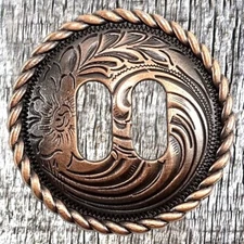Rope Trim Slotted Antique Copper 1-1/2 Inch Concho  CON448-K-ACPR-1-1/2"