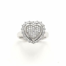 925 Sterling Silver CZ Pave Setting Heart Engagement /Promise Ring