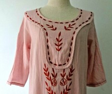 Hand Embroidered Cotton Dress, Casual 2/4 Sleeve Dresses, Oaxacan Peasant Dress