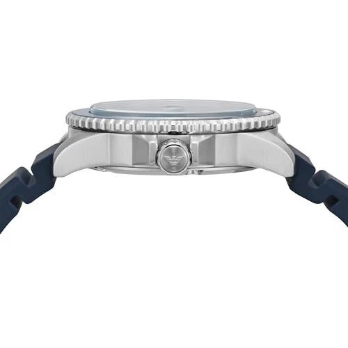 New Emporio Armani Watch Silicone Strap Mens Blue Dial Quartz Stainless AR11592 - Picture 5 of 8