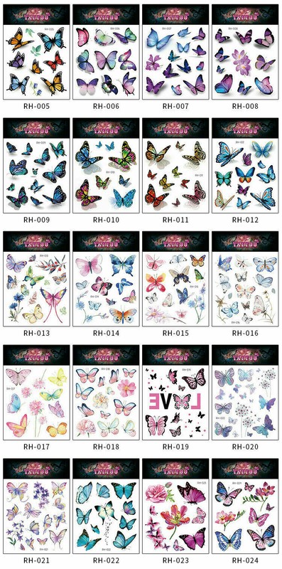 8 Sheets  Butterfly Kids Cartoon Waterproof Body Temporary Tattoos Stickers US