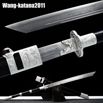 Folded Steel Kangxi 康熙 Chinese Emperor Ebony Broadsword Dao 刀 Handmade Sword