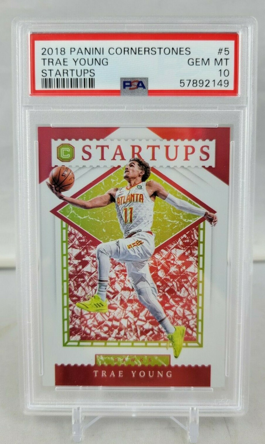 2018 Panini Cornerstones Trae Young Hawks Startups Rookie RC #5 PSA Gem Mint 10