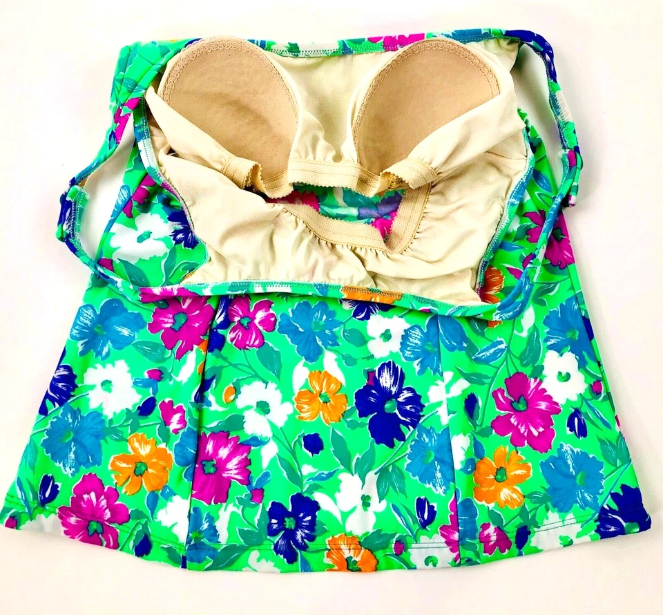 Camiseta tankini ORVIS para mujer talla 6 multicolor floral acolchado traje de baño Foto 2 de 4