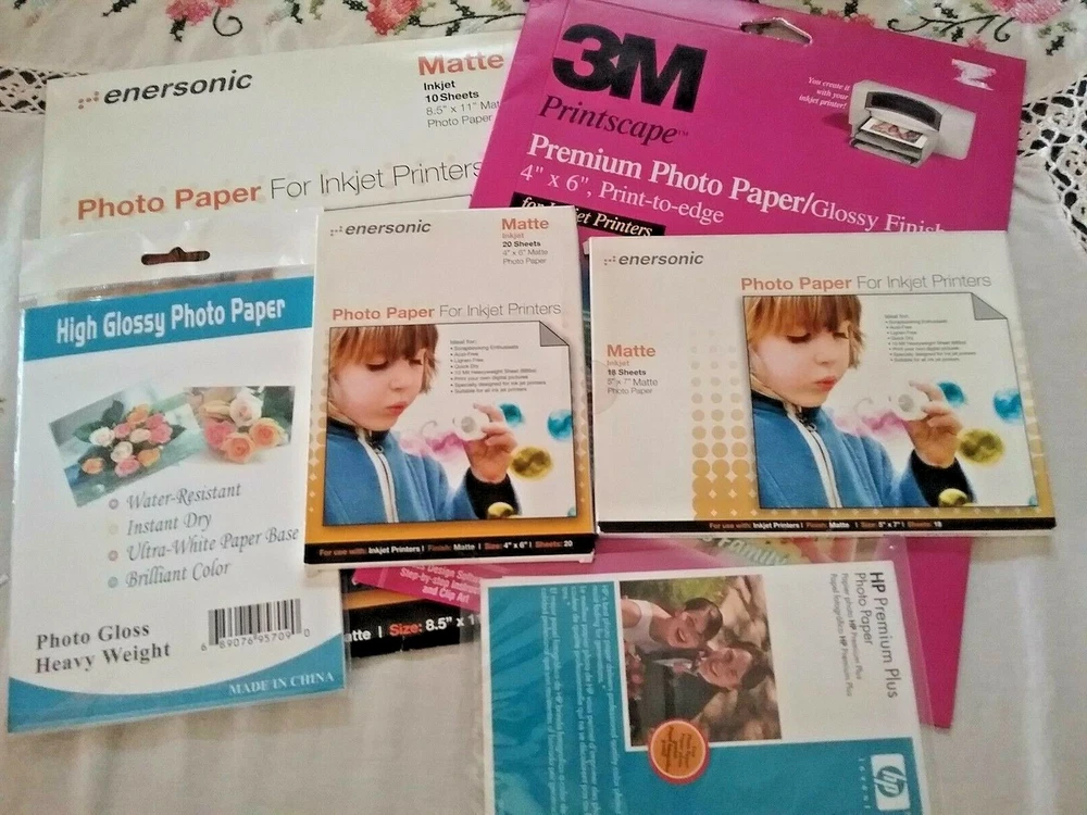 Lot of Photo Printer Paper 3M, HP, Eersonic 8.5 x 11", 4" x 6", 5 x 7"