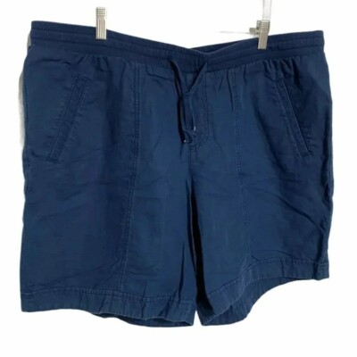 Cynthia Rowley 18W blue linen cotton shorts Breathable Comfortable