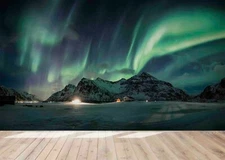 3D Mountain Aurora Wallpaper Wall Mural Removable Self-adhesive Sticker9714