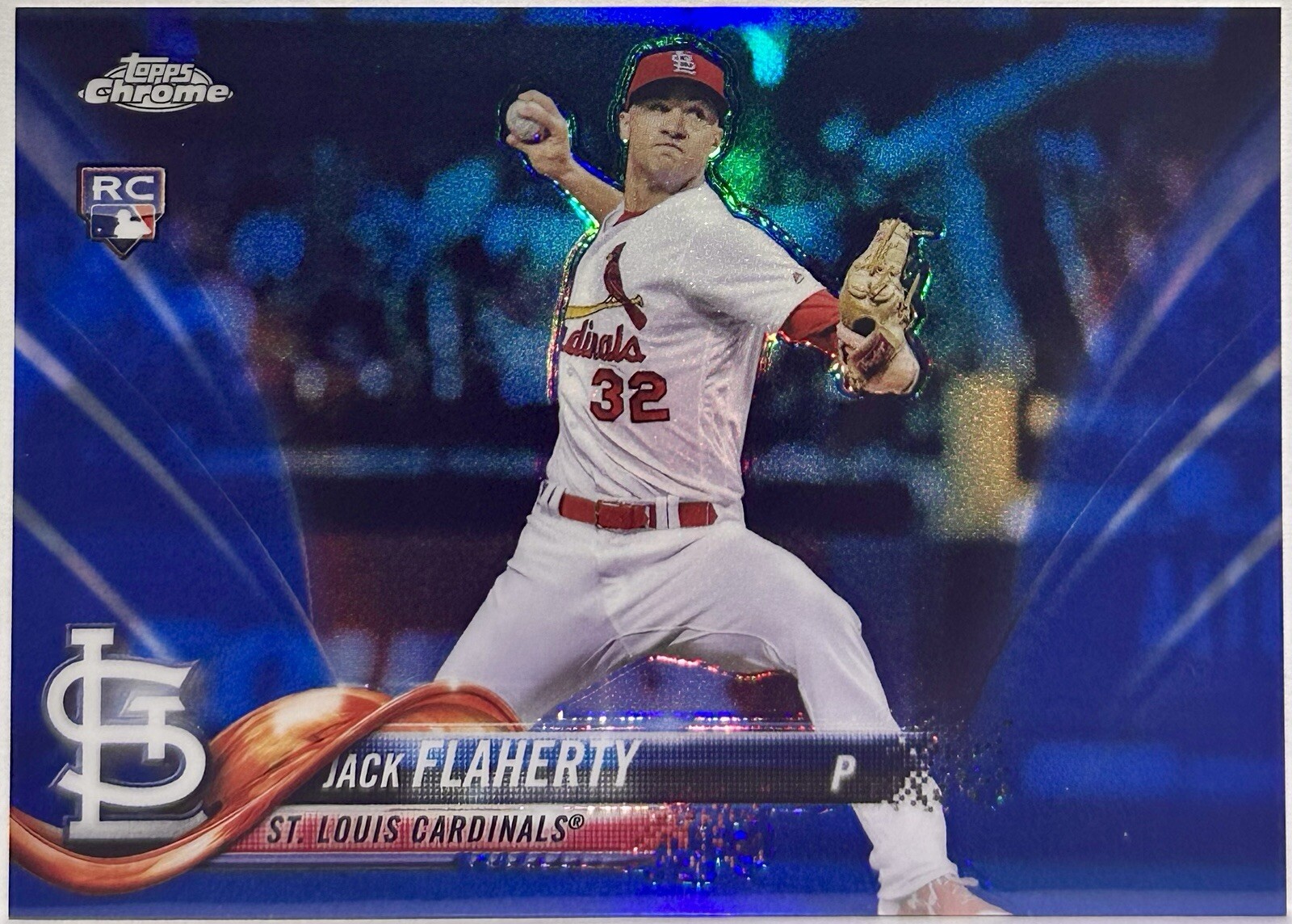 2018 Topps Chrome JACK FLAHERTY Blue Refractor RC Dodgers World Series 90/150
