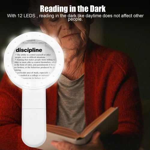 Lupe 12 LED Handlupe mit Licht 30 Fach Vergrößerungsglas Leselupe für Senioren - Bild 8 von 12