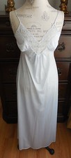 VINTAGE BLUE W/BLUE LACE GILEAD LONG WOMEN'S NYLON NIGHTGOWN SWEEP 88" SIZE MED