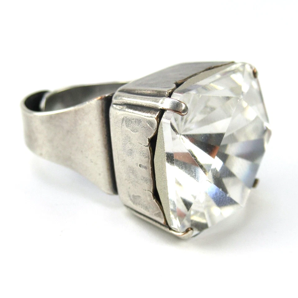 XL ARTJANY Designer Ring versilbert Swarovski-Kristall Statement Piece Cool