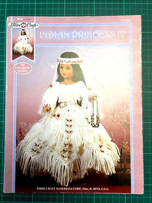 Rote indische Prinzessin IV Kleid Häkelanleitung 14'' Modepuppe Faser Handwerk FCM446