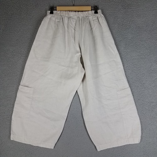 Bryn Walker Leinen Wide Leg Barrel Hose Damen Medium Cargo Lagenlook Cropped - Bild 2 von 15