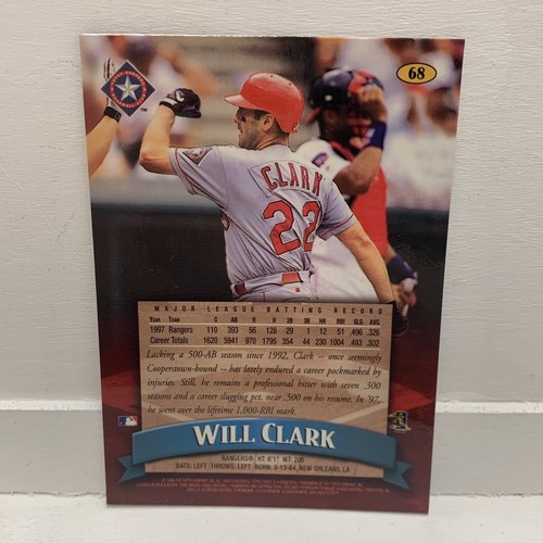 1998 Topps Finest with Protector intact Prism effect Will Clark - Near Mint #68 - Picture 2 of 12