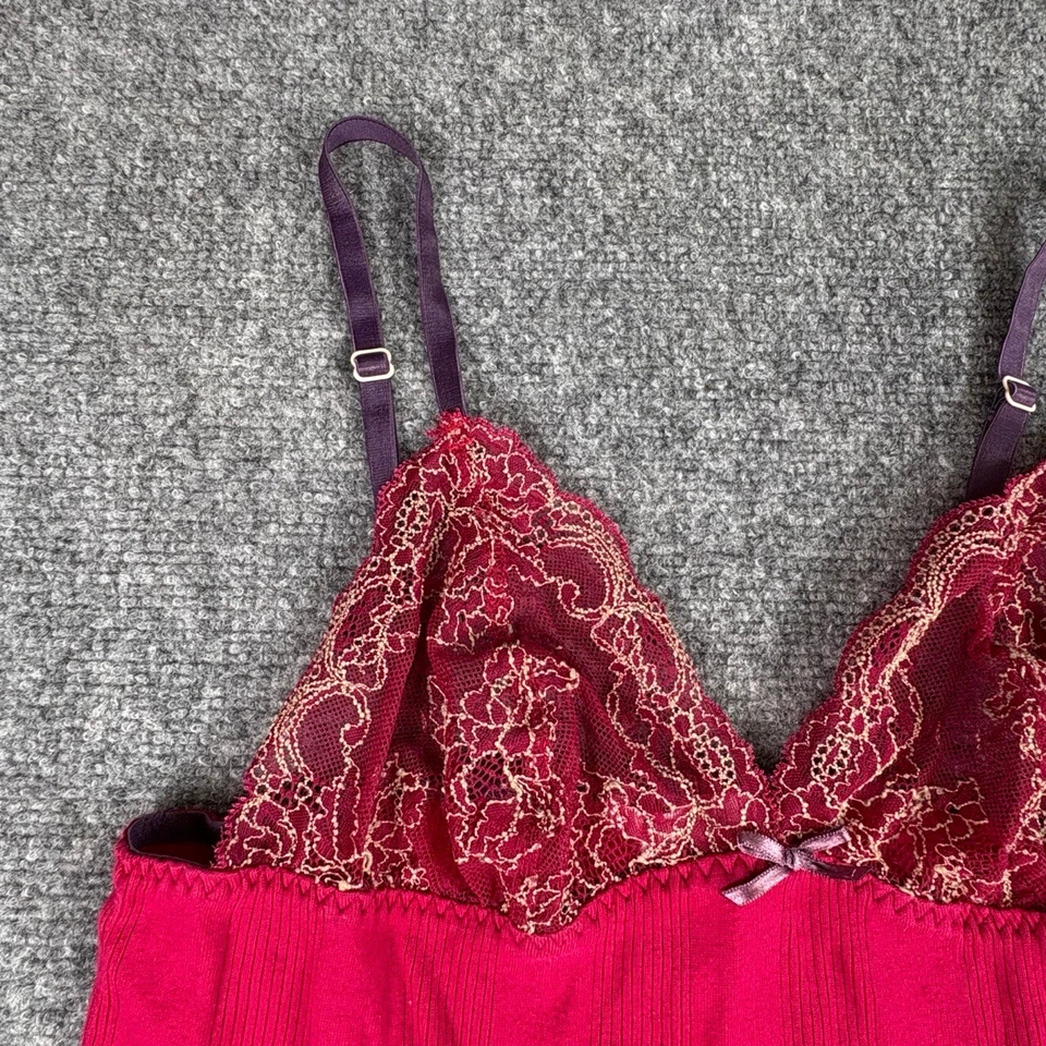 DKNY Camisola Mujer Grande Rosa Transparente Borde de Encaje Babydoll Y2K Lencería Coqueta Foto 2 de 4