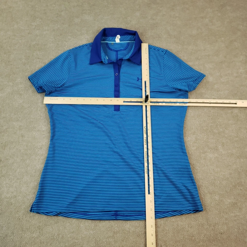 Under Armour Polo Shirt Womens XL Blue Striped Short Sleeve Casual Golf Tennis - Image 2 of 4