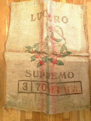 Heavy Burlap Coffee Bean Sack Lucero Supreme Columbia 100 Lb Bag Decor Crafts