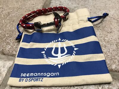 HAFEN-KLUNKER Anker Armband 108025 Edelstahl Textil rot weiß silber 18 cm