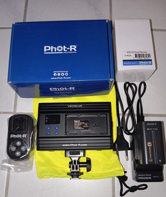 Phot-R LED Panel Licht VEO15AIR, Fernbedienung, tragbar, Akku, Zubehörschuh