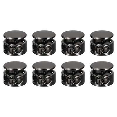 8Pcs Metal Cord Locks 3mm Double Hole Toggle Spring Stop Metallic Black