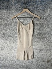 Spanx Bodysuit Shapewear Womens Medium Beige Cami Mid Thigh Adjustable Straps