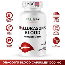 Hallusa Natural Dragon  s Blood capsules 1000mg - Croton Lechleri - 60 Count