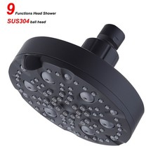 High Pressure Shower Handheld Head 9-Settings Bathroom Showerhead Matte Black