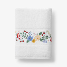 Rifle Paper Co. Strawberry Fields Embroidered Bath Towel - White