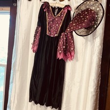 Halloween Child s Witch Costume With Hat Size 1-8 Purple/Gold/Black