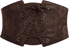 Corset Belt for Women Underbust Boned Lace Up Bustier Renaissance Pirate Cors...