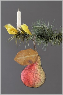 Uralte Wattebirne mit Leon-Drähten TOP cotton pear with Leon wires Obst um 1900