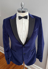 Hugo Boss Men's Helward1 1 Slim Fit Tuxedo Style Velour Blazer US Size 40 Slim