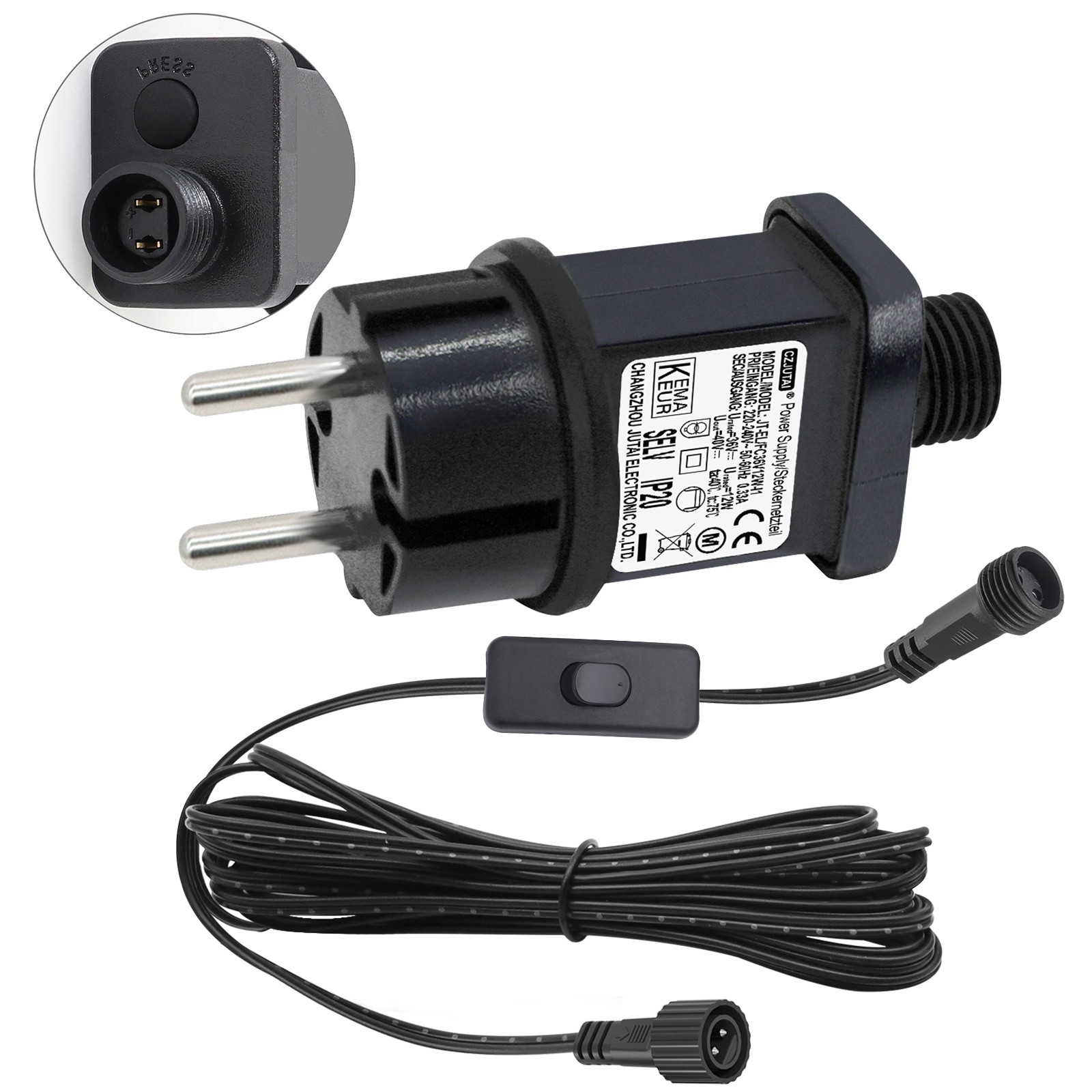 Transformateur LED CZJUTAI 36V 12W adaptateur secteur IP44 connecteur 2 broches étanche