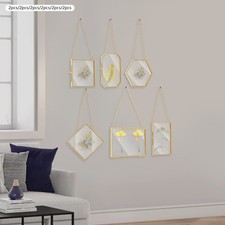 12PCS Brass Glass Frames, Wall Hanging Glass Frames for Pressed Flowers
