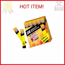 Slim Jim Smoked Meat Sticks, Spicy Flavor, 6g Protein Per Serving, Snack Size, L