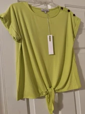 Lime Green Tie-Front Top Size S
