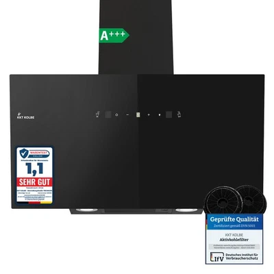 KKT KOLBE Dunstabzugshaube 90cm Umluft Abluft Wandhaube Kopffrei Schwarz Gestensteuerung