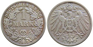 Kaiserreich! 1 Mark 1891 A Silber