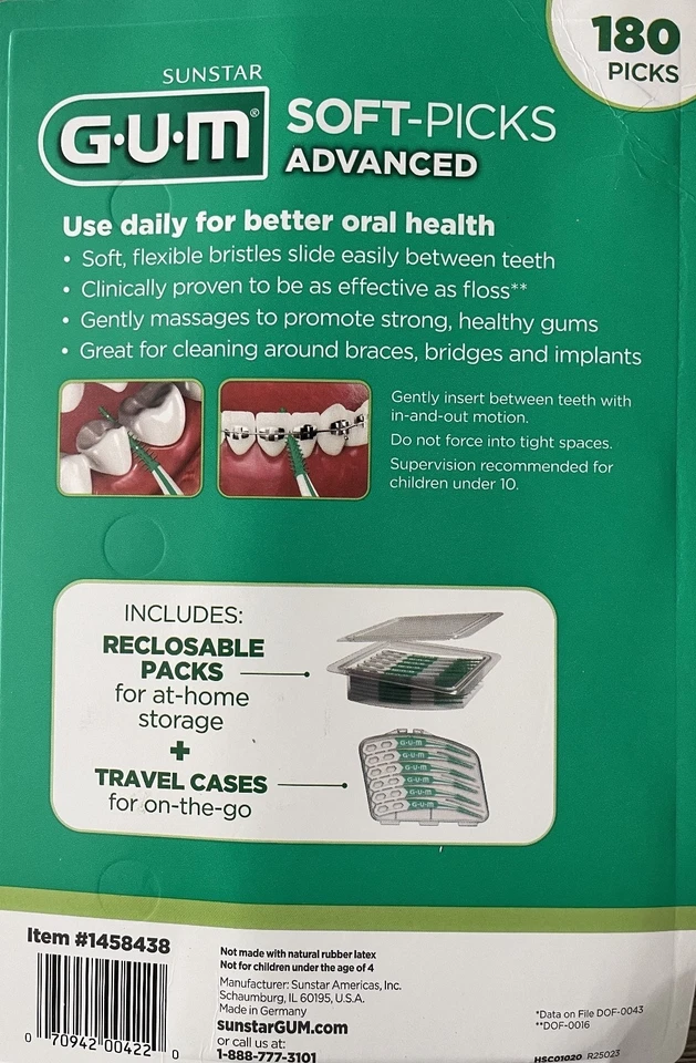 Hilo dental avanzado para el cuidado dental 180 palillos de dientes + estuche de viaje Foto 3 de 4