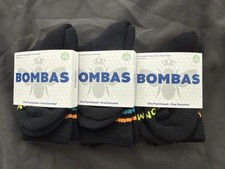 3 Black Bombas XS Socks HoneyComb Crew Calf, Fits W 4-6.5, Youth 1-9