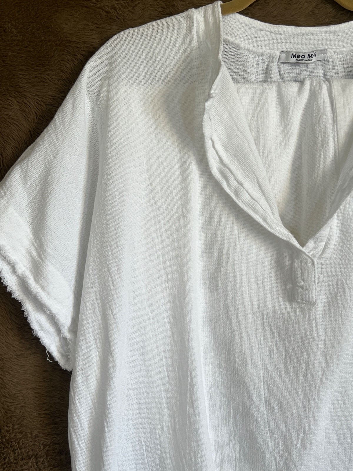 Conjunto de 2 túnicas fluidas Meo Meli blancas 100 % lino con pantalones a juego talla OS