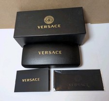 Versace Sunglasses Eyeglasses X-Large Black Case Cloth Box Booklet XL C Photos