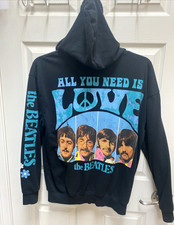 The Beatles All You Need Is Love Full Zip Black Hoodie size L