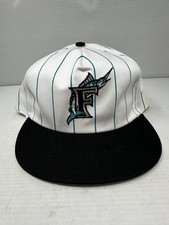 Vintage 90’s Pinstripe Florida Marlins MLB Blockbuster Video Snapback Hat Cap OS